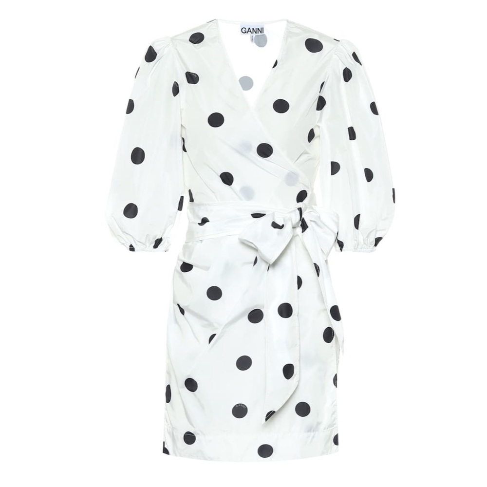 GANNI polka Dot puff sleeve dress